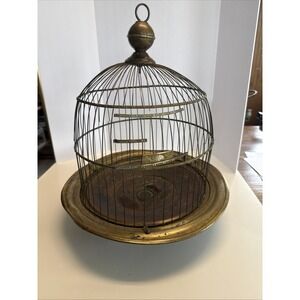 Vintage Hendryx Brass Bird Cage – Made in USA – Hanging Dome Style As Found